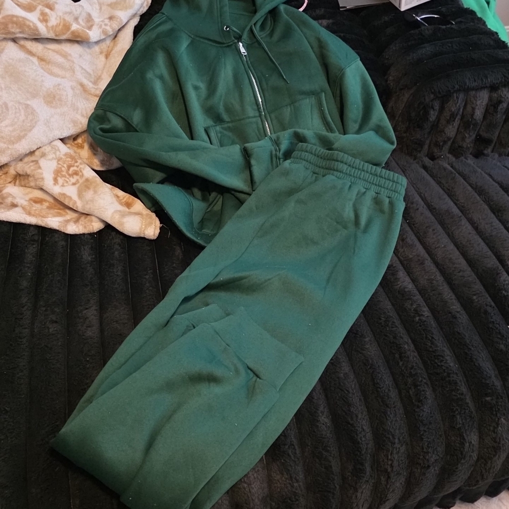 Green Hoodie and Sweatpants Set